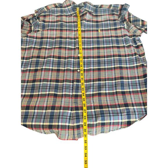 RALPH LAUREN MENS BUTTON DOWN DRESS SHIRT RED WHITE BLUE PLAID CLASSIC FIT XXL - Picture 8 of 12